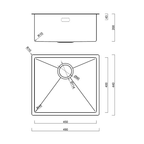 B&F Diamond Series | 450mm | Single Bowl